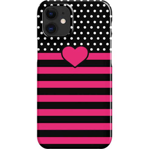 Polka Dots and Stripes Heart in Pink iPhone 12 Mini Lite Case