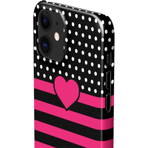 Polka Dots and Stripes Heart in Pink iPhone 12 Mini Lite Case