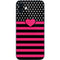 Polka Dots and Stripes Heart in Pink iPhone 12 Mini Skin