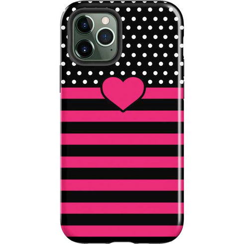Polka Dots and Stripes Heart in Pink iPhone 12 Pro Max Impact Case
