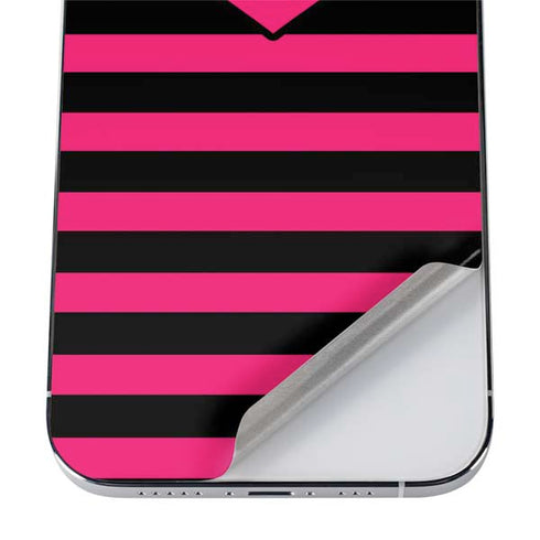 Polka Dots and Stripes Heart in Pink iPhone 12 Pro Skin