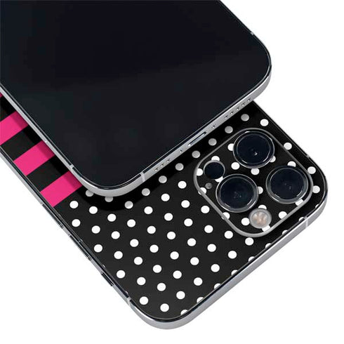 Polka Dots and Stripes Heart in Pink iPhone 12 Pro Skin