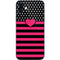 Polka Dots and Stripes Heart in Pink iPhone 12 Skin