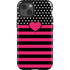 Polka Dots and Stripes Heart in Pink iPhone 13 Impact Case