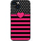 Polka Dots and Stripes Heart in Pink iPhone 13 Mini Skin