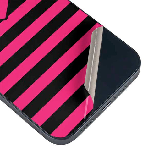 Polka Dots and Stripes Heart in Pink iPhone 13 Mini Skin