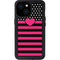 Polka Dots and Stripes Heart in Pink iPhone 13 Mini Waterproof Case
