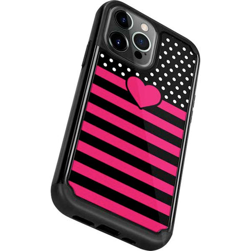 Polka Dots and Stripes Heart in Pink iPhone 13 Pro Cargo Case