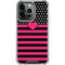 Polka Dots and Stripes Heart in Pink iPhone 13 Pro Clear Case