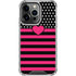 Polka Dots and Stripes Heart in Pink iPhone 13 Pro Clear Case