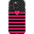 Polka Dots and Stripes Heart in Pink iPhone 13 Pro Impact Case