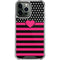 Polka Dots and Stripes Heart in Pink iPhone 13 Pro Max Clear Case