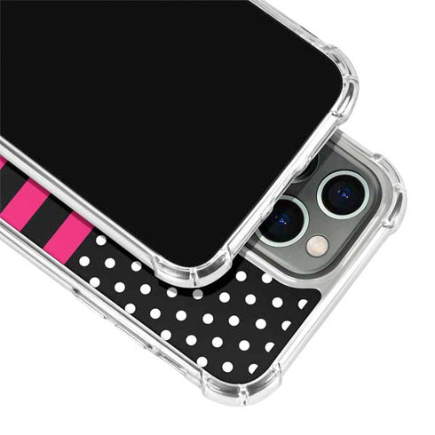 Polka Dots and Stripes Heart in Pink iPhone 13 Pro Max Clear Case