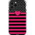 Polka Dots and Stripes Heart in Pink iPhone 13 Pro Max Impact Case