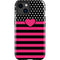 Polka Dots and Stripes Heart in Pink iPhone 14 Plus Impact Case