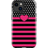 Polka Dots and Stripes Heart in Pink iPhone 14 Plus Impact Case