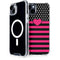 Polka Dots and Stripes Heart in Pink iPhone 14 MagSafe Case