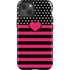 Polka Dots and Stripes Heart in Pink iPhone 14 Impact Case