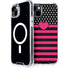 Polka Dots and Stripes Heart in Pink iPhone 15 Plus MagSafe Case