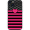 Polka Dots and Stripes Heart in Pink iPhone 15 Plus Skin