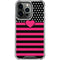 Polka Dots and Stripes Heart in Pink iPhone 15 Pro Clear Case
