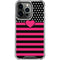 Polka Dots and Stripes Heart in Pink iPhone 14 Pro Clear Case