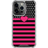 Polka Dots and Stripes Heart in Pink iPhone 14 Pro Clear Case