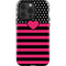 Polka Dots and Stripes Heart in Pink iPhone 14 Pro Impact Case
