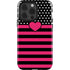 Polka Dots and Stripes Heart in Pink iPhone 14 Pro Impact Case