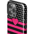 Polka Dots and Stripes Heart in Pink iPhone 14 Pro Impact Case