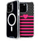 Polka Dots and Stripes Heart in Pink iPhone 14 Pro MagSafe Case