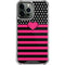 Polka Dots and Stripes Heart in Pink iPhone 14 Pro Max Clear Case