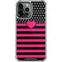 Polka Dots and Stripes Heart in Pink iPhone 14 Pro Max Clear Case