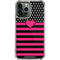 Polka Dots and Stripes Heart in Pink iPhone 15 Pro Max Clear Case