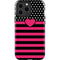Polka Dots and Stripes Heart in Pink iPhone 15 Pro Max Impact Case