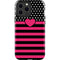 Polka Dots and Stripes Heart in Pink iPhone 14 Pro Max Impact Case