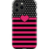 Polka Dots and Stripes Heart in Pink iPhone 14 Pro Max Impact Case
