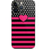 Polka Dots and Stripes Heart in Pink iPhone 14 Pro Skin