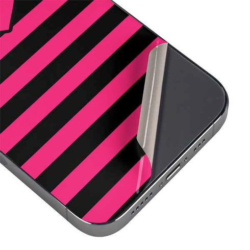Polka Dots and Stripes Heart in Pink iPhone 14 Pro Skin