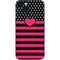 Polka Dots and Stripes Heart in Pink iPhone 14 Skin