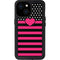 Polka Dots and Stripes Heart in Pink iPhone 15 Waterproof Case
