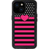 Polka Dots and Stripes Heart in Pink iPhone 15 Waterproof Case
