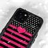 Polka Dots and Stripes Heart in Pink iPhone 15 Waterproof Case