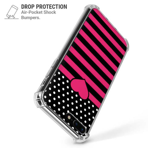 Polka Dots and Stripes Heart in Pink iPhone 7/8 Plus Clear Case