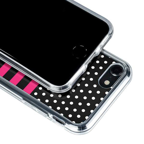 Polka Dots and Stripes Heart in Pink iPhone SE (2nd & 3rd Gen) Clear Case