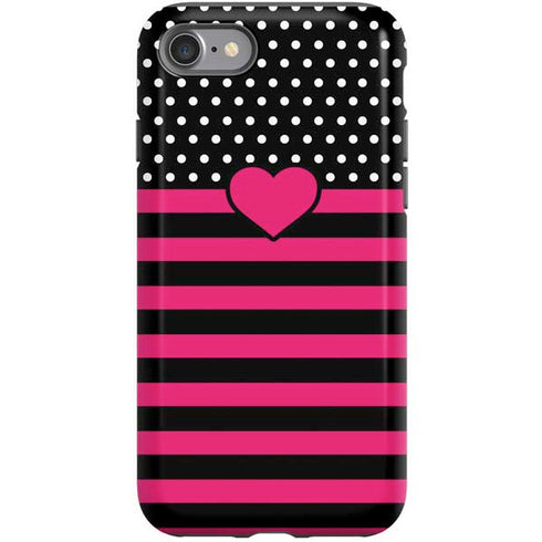 Polka Dots and Stripes Heart in Pink iPhone SE (2nd & 3rd Gen) Pro Case
