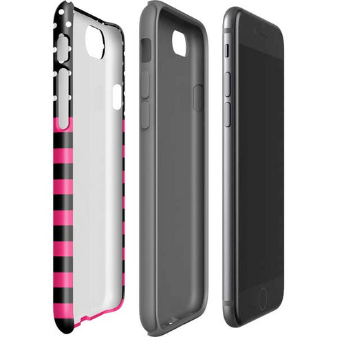 Polka Dots and Stripes Heart in Pink iPhone SE (2nd & 3rd Gen) Pro Case