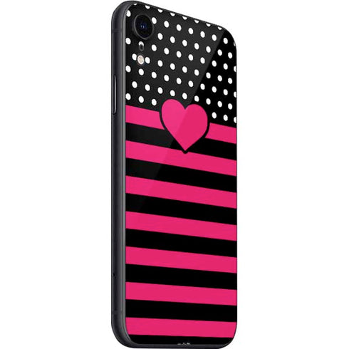Polka Dots and Stripes Heart in Pink iPhone SE (2nd & 3rd Gen) Skin