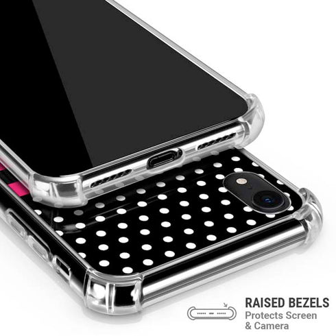 Polka Dots and Stripes Heart in Pink iPhone XR Clear Case