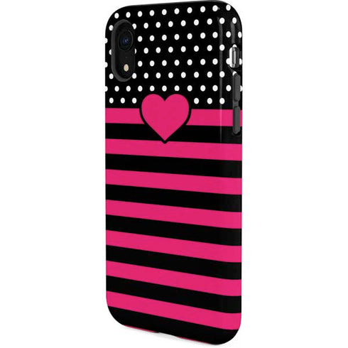 Polka Dots and Stripes Heart in Pink iPhone XR Pro Case